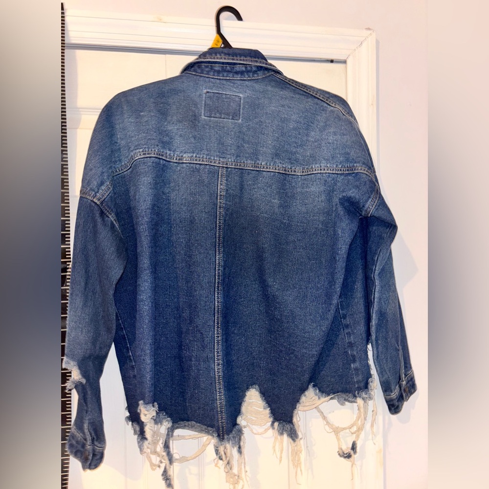 Distressed Denim Jacket brand new nwot rare thrashed ladies M - Picture 12 of 15